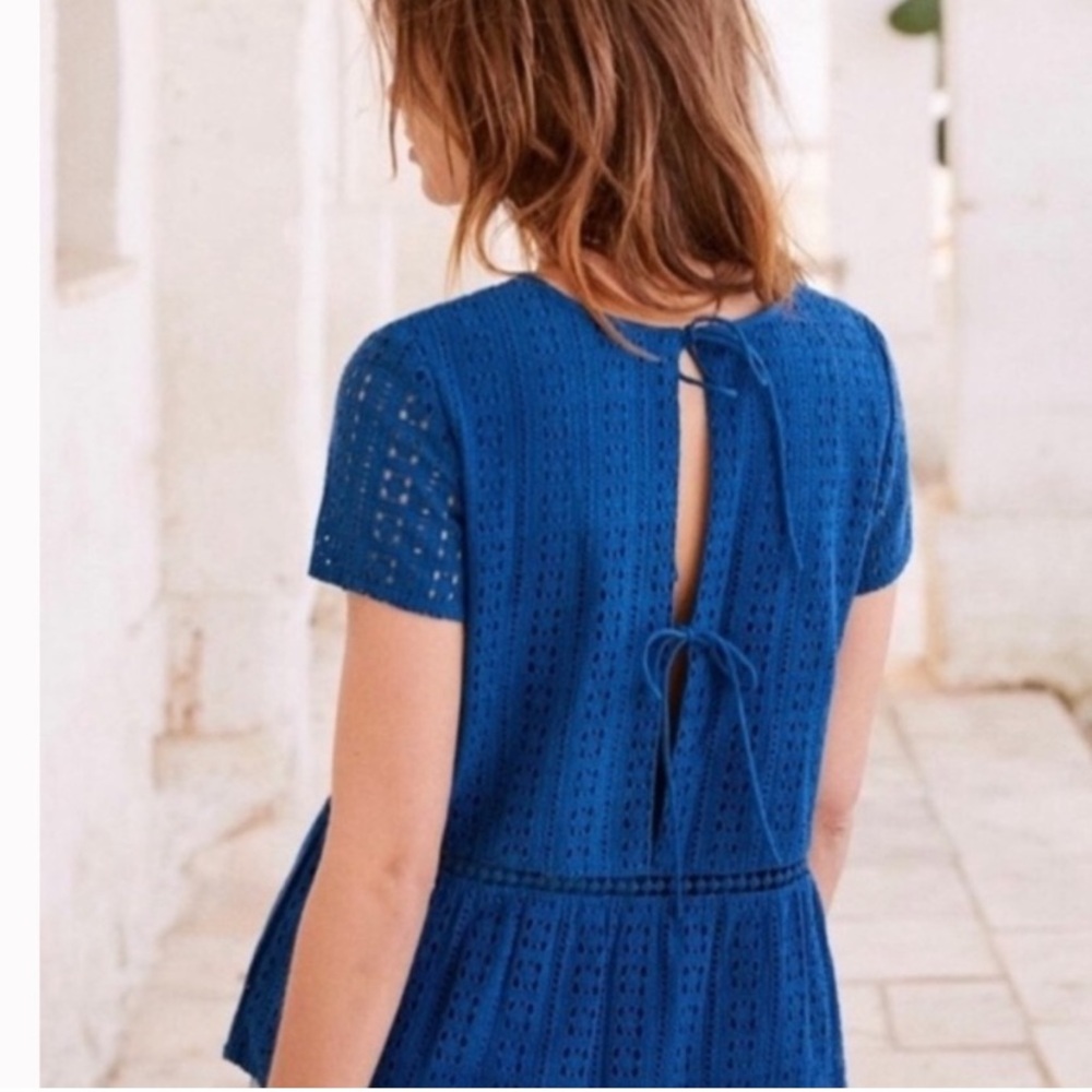 Sezane Blue Lace Blouse